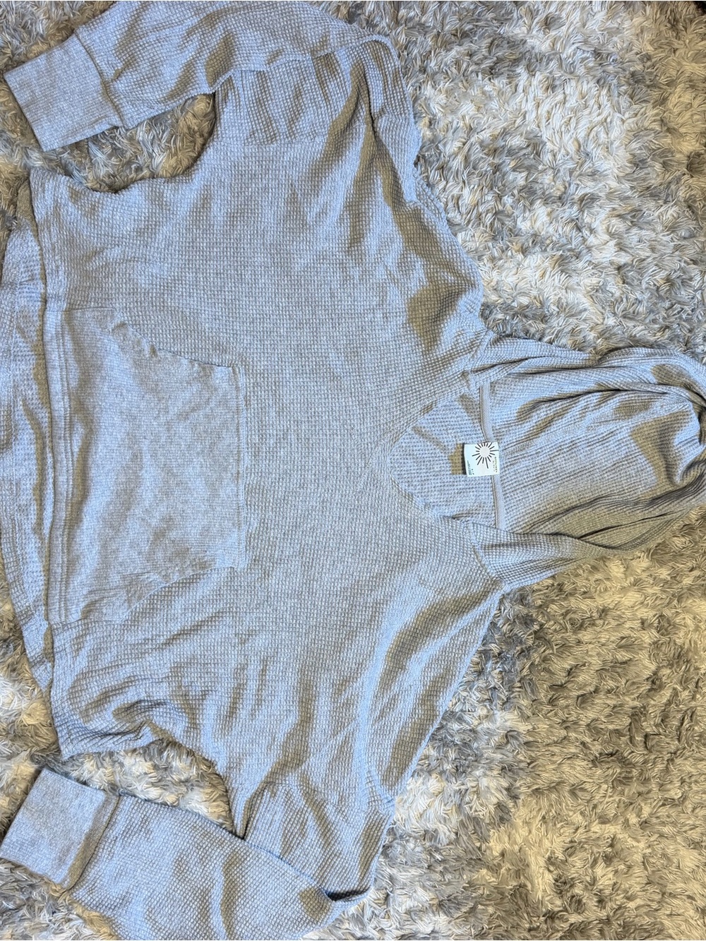 Aerie Light Gray Waffle Knit Hoodie